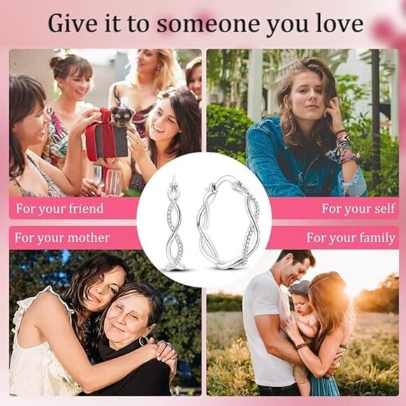 Twist Irish Celtic Knot Silver Simple Huggie Hoop Earrings Twisted Hoop Earrings - Picture 5 of 5